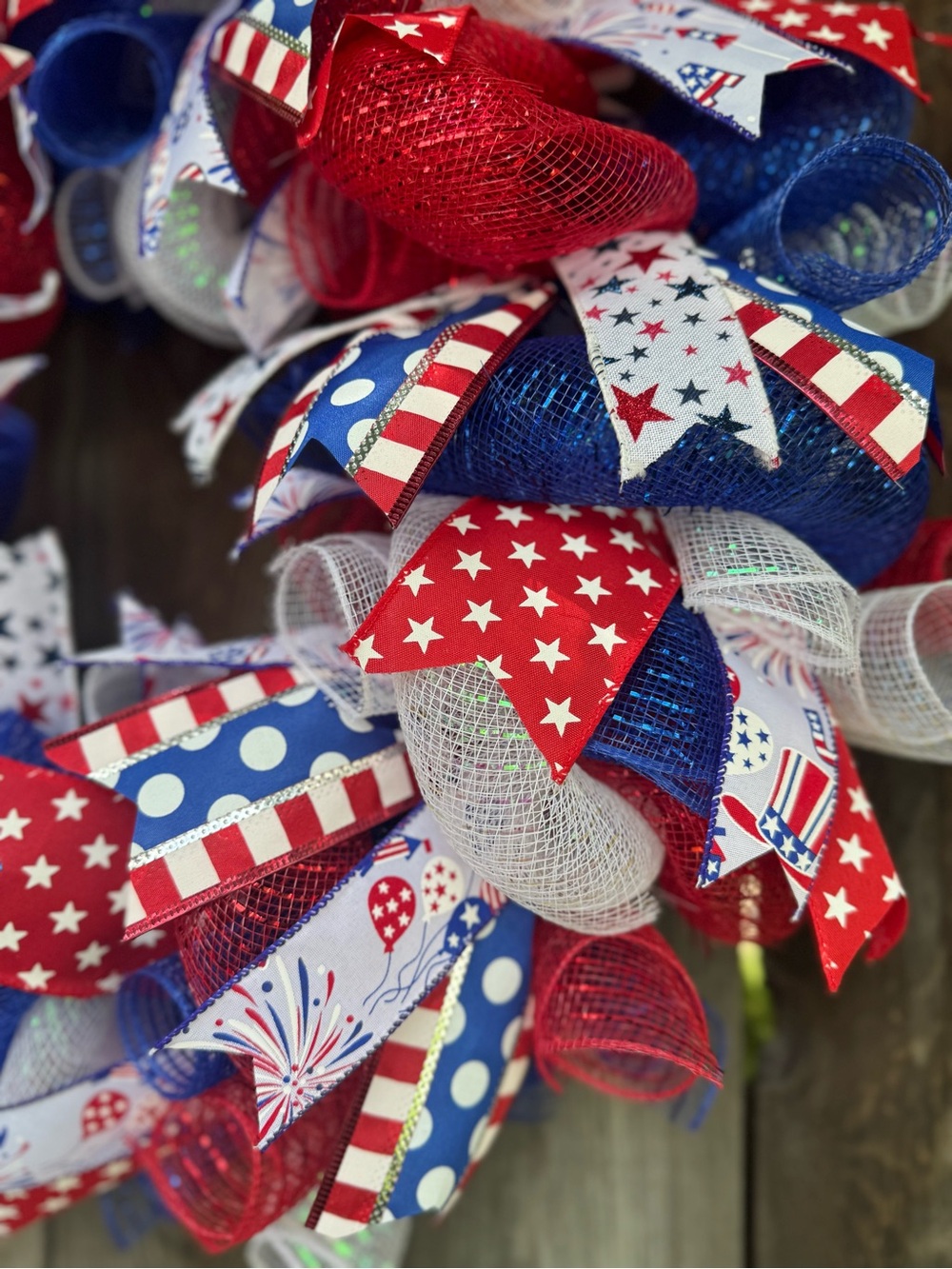 Patriotic Red, White & Blue Holiday Wreath - Home Holiday - Picture 3 of 6